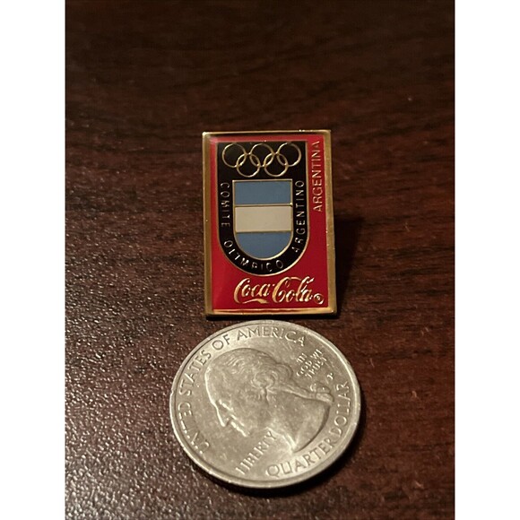 Vintage Coca-Cola Coke‎ Olympics Argentina Lapel Hat Pin - Picture 2 of 3